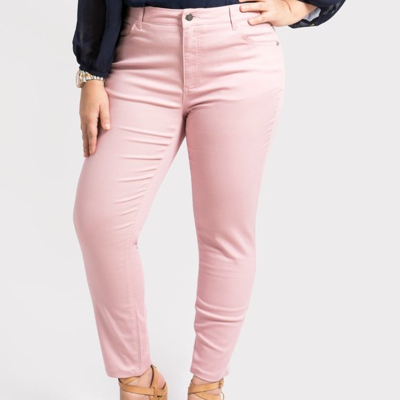 OLGYN Pants - OLGYN Women’s Stretch Pink Plus Size Ankle Pant